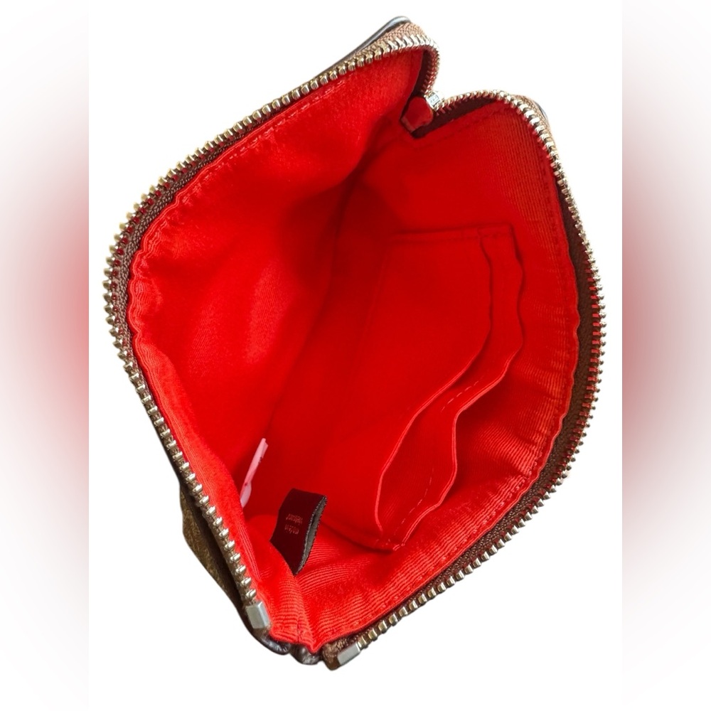 Coach Brown and Coral Red Wristlet - Picture 6 of 10